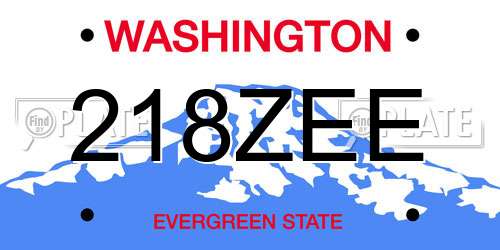 218ZEE Washington License Plate