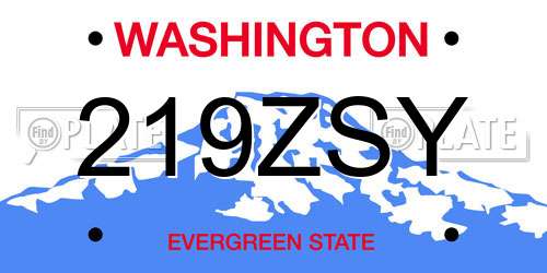 219ZSY Washington License Plate