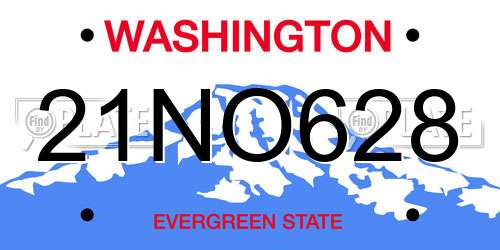 21NO628 Washington License Plate