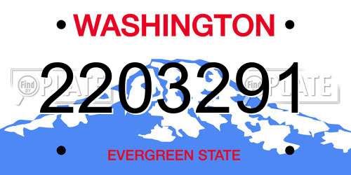 2203291 Washington License Plate