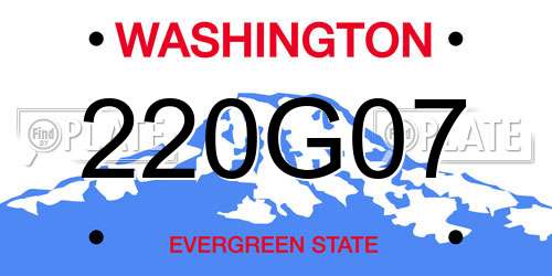 220G07 Washington License Plate