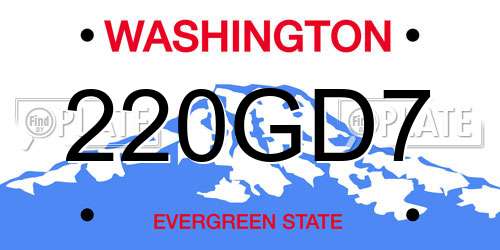 220GD7 Washington License Plate