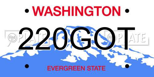 220GOT Washington License Plate