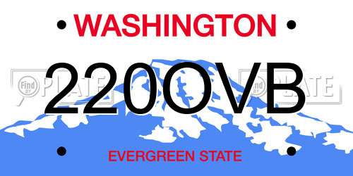 220OVB Washington License Plate