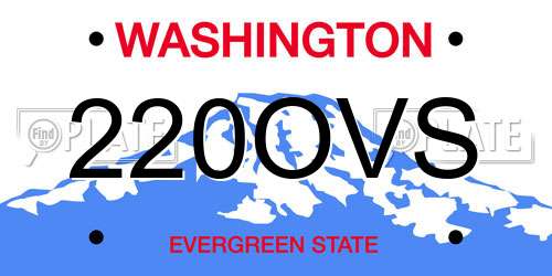 220OVS Washington License Plate