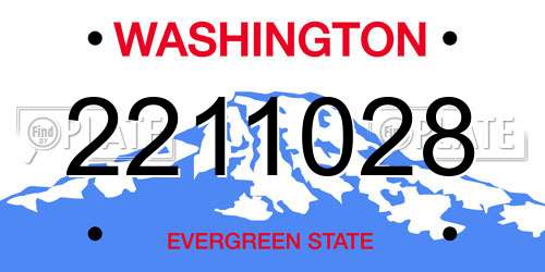 2211028 Washington License Plate