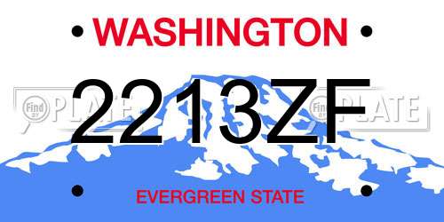 2213ZF Washington License Plate