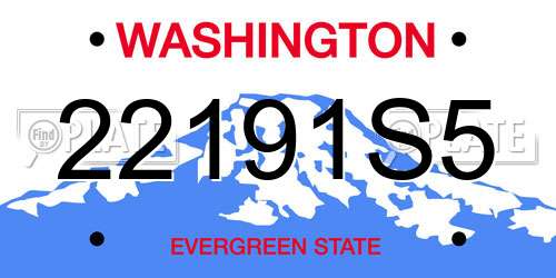 22191S5 Washington License Plate
