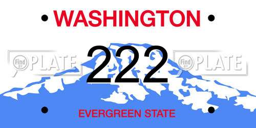 222 Washington License Plate