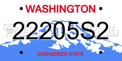 22205S2 Washington License Plate