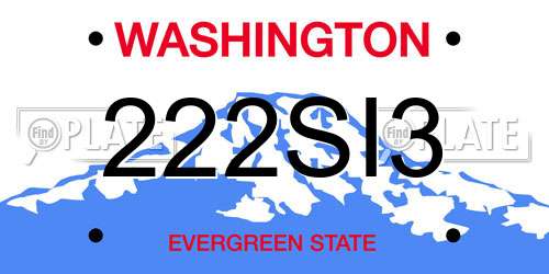 222SI3 Washington License Plate