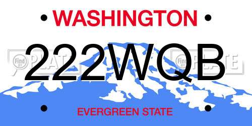222WQB Washington License Plate