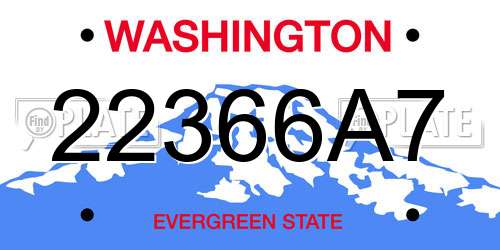22366A7 Washington License Plate