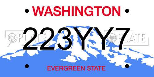 223YY7 Washington License Plate