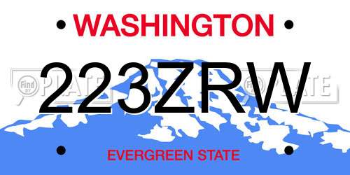 223ZRW Washington License Plate