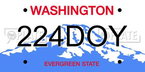 224DOY Washington License Plate