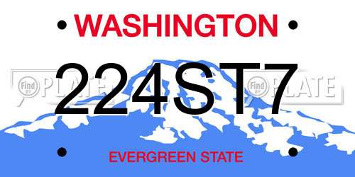 224ST7 Washington License Plate