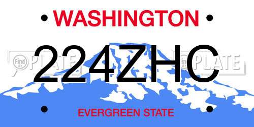 224ZHC Washington License Plate