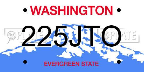 225JTO Washington License Plate