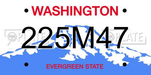 225M47 Washington License Plate