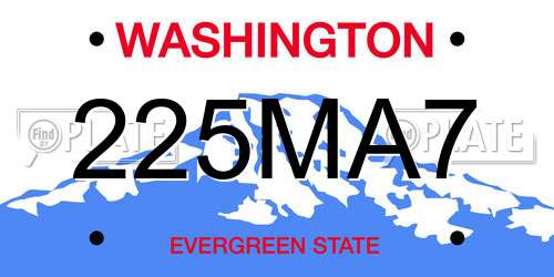 225MA7 Washington License Plate