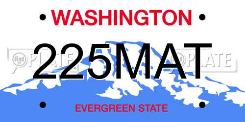 225MAT Washington License Plate