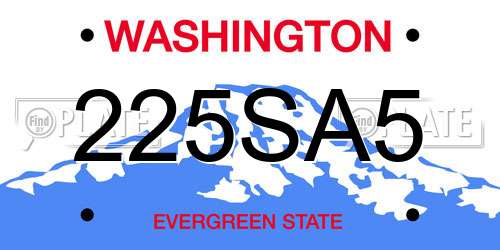 225SA5 Washington License Plate