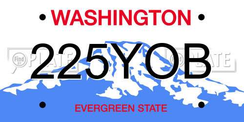 225YOB Washington License Plate