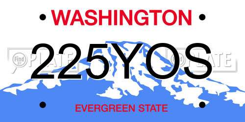 225YOS Washington License Plate