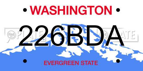 226BDA Washington License Plate