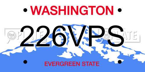 226VPS Washington License Plate