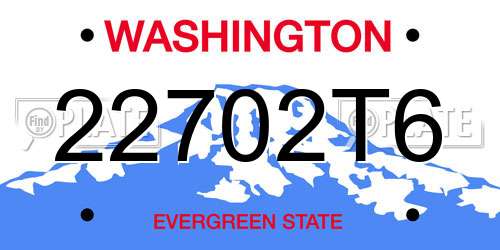 22702T6 Washington License Plate