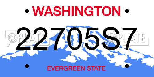 22705S7 Washington License Plate