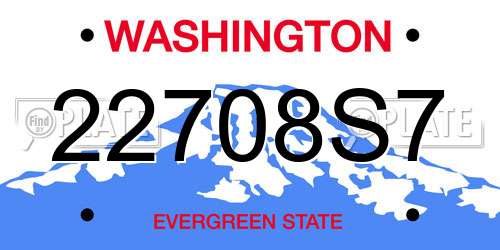 22708S7 Washington License Plate