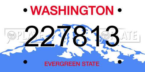 227813 Washington License Plate