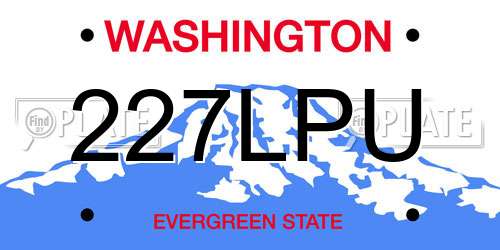 227LPU Washington License Plate