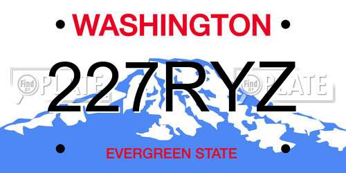 227RYZ Washington License Plate