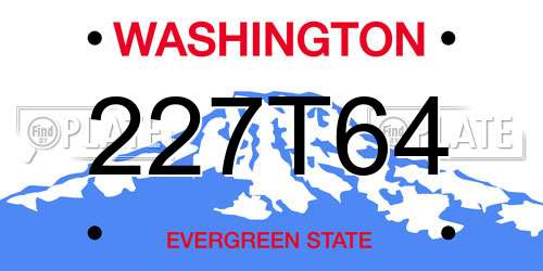 227T64 Washington License Plate