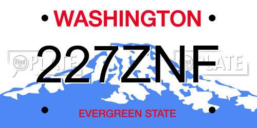 227ZNF Washington License Plate