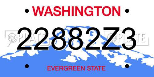 22882Z3 Washington License Plate