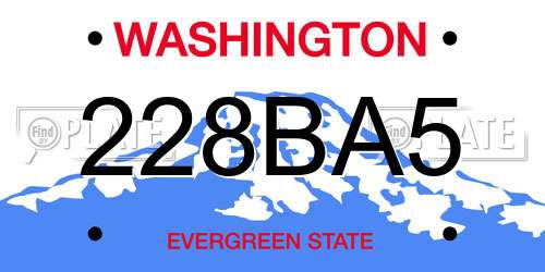 228BA5 Washington License Plate