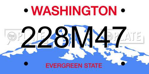 228M47 Washington License Plate