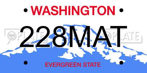 228MAT Washington License Plate