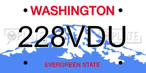 228VDU Washington License Plate
