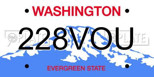 228VOU Washington License Plate