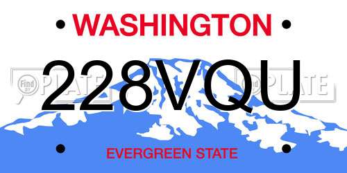 228VQU Washington License Plate