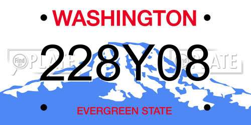 228Y08 Washington License Plate