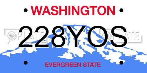 228YOS Washington License Plate