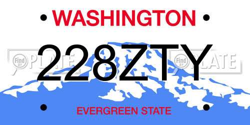 228ZTY Washington License Plate