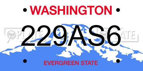 229AS6 Washington License Plate
